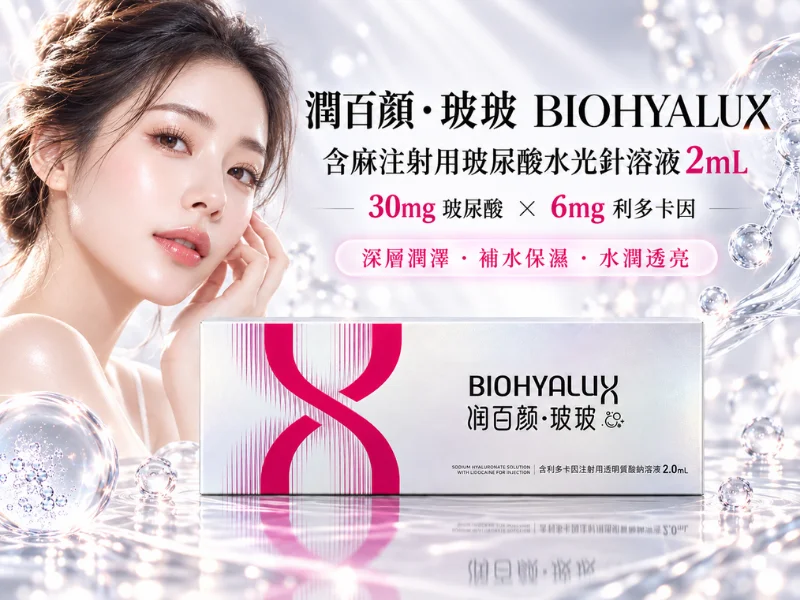 【潤百顏・玻玻】含麻玻尿酸水光針2mL（含利多卡因注射用透明質酸鈉溶液）水潤保濕、改善乾燥、透亮光澤